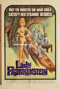 k581 LADY FRANKENSTEIN one-sheet movie poster '72 Cotten, sex horror!