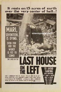 k588 LAST HOUSE ON THE LEFT one-sheet movie poster '72 first Wes Craven!