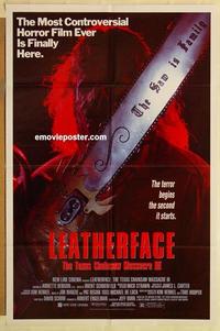 k596 LEATHERFACE TEXAS CHAINSAW MASSACRE 3 one-sheet movie poster '90