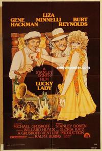 k624 LUCKY LADY one-sheet movie poster '75 Gene Hackman, Amsel art!