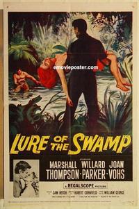 k626 LURE OF THE SWAMP one-sheet movie poster '57 into Hell!