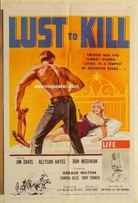 k627 LUST TO KILL one-sheet movie poster '59 top bad girl image!