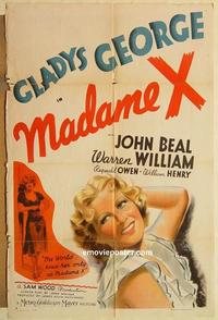 k641 MADAME X style D one-sheet movie poster '37 Gladys George, John Beal