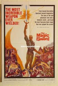 k644 MAGIC SWORD one-sheet movie poster '61 Basil Rathbone, fantasy!