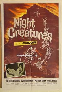 k715 NIGHT CREATURES one-sheet movie poster '62 Hammer, Peter Cushing