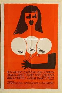 k741 ONE TWO THREE one-sheet movie poster '62 Billy Wilder, Saul Bass art!