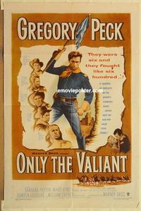 k743 ONLY THE VALIANT one-sheet movie poster '51 Gregory Peck, Payton
