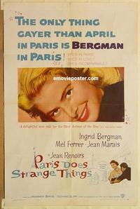 k757 PARIS DOES STRANGE THINGS one-sheet movie poster '57 Ingrid Bergman