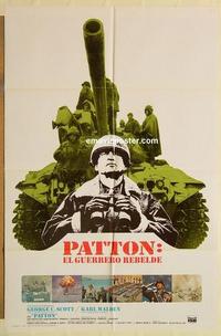 k758 PATTON Spanish/US one-sheet movie poster '70 George C. Scott classic!