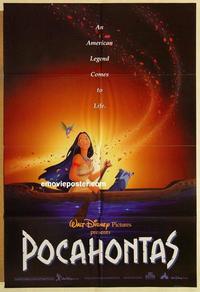 k779 POCAHONTAS one-sheet movie poster '95 Walt Disney, Native Americans!