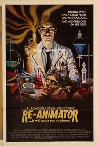 k814 RE-ANIMATOR 'artwork' style one-sheet movie poster '85 great artwork!