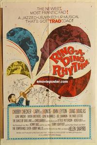 k833 RING-A-DING RHYTHM one-sheet movie poster '62 Chubby Checker, rock!