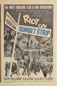 k834 RIOT ON SUNSET STRIP one-sheet movie poster '67 crazy teens!