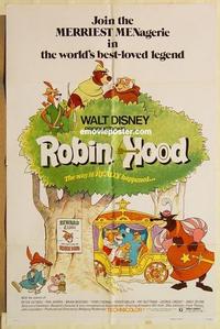 k839 ROBIN HOOD one-sheet movie poster '73 Walt Disney cartoon!