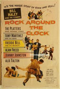 k840 ROCK AROUND THE CLOCK one-sheet movie poster '56 Bill Haley & Comets!