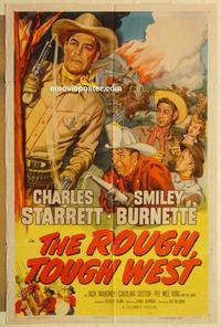 k853 ROUGH TOUGH WEST one-sheet movie poster '52 Starrett as Durango Kid!