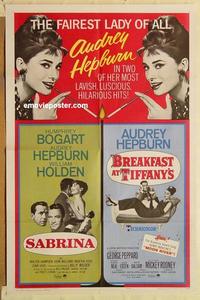 k854 SABRINA /BREAKFAST AT TIFFANY'S one-sheet movie poster '65 Hepburn