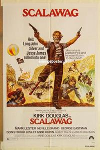 k865 SCALAWAG one-sheet movie poster '73 Kirk Douglas, Lester, pirates!
