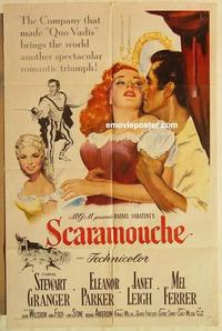 k866 SCARAMOUCHE one-sheet movie poster '52 StewartGranger, EleanorParker