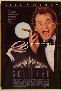 k871 SCROOGED one-sheet movie poster '88 Bill Murray, great image!