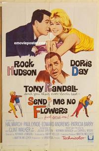 k878 SEND ME NO FLOWERS one-sheet movie poster '64 Hudson, Doris Day