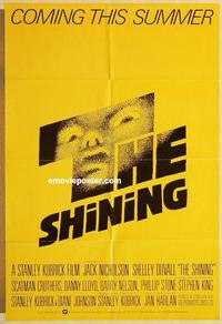 k889 SHINING advance English one-sheet movie poster '80 Nicholson, Kubrick