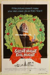 k899 SILENT NIGHT EVIL NIGHT one-sheet movie poster '75 X-mas horror!