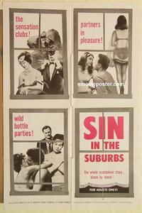 k901 SIN IN THE SUBURBS one-sheet movie poster '62 wild bottle parties!