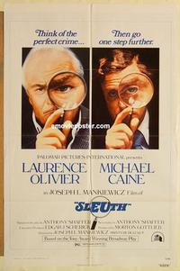 k909 SLEUTH one-sheet movie poster '72 Laurence Olivier, Michael Caine