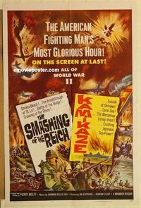 k911 SMASHING OF THE REICH/KAMIKAZE one-sheet movie poster '62 WWII!
