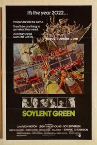 k924 SOYLENT GREEN one-sheet movie poster '73 Charlton Heston, Robinson