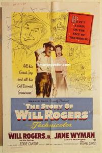 k949 STORY OF WILL ROGERS one-sheet movie poster '52 biography, Jane Wyman