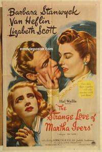 k950 STRANGE LOVE OF MARTHA IVERS one-sheet movie poster '46 film noir!