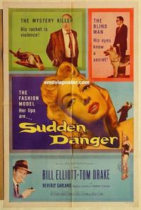 k959 SUDDEN DANGER one-sheet movie poster '56 Beverly Garland, Bill Elliot
