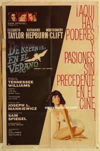 k962 SUDDENLY LAST SUMMER Spanish/US one-sheet movie poster '60 Liz Taylor