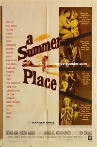 k963 SUMMER PLACE one-sheet movie poster '59 Sandra Dee, Troy Donahue