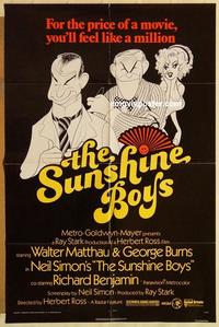 k964 SUNSHINE BOYS one-sheet movie poster '75 Al Hirschfeld art, Matthau