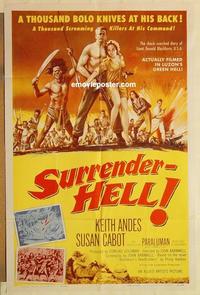 k969 SURRENDER-HELL one-sheet movie poster '59 World War II, wild image!