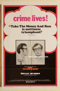 k980 TAKE THE MONEY & RUN one-sheet movie poster '69 Woody Allen