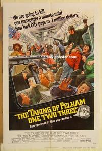 k981 TAKING OF PELHAM ONE TWO THREE one-sheet movie poster '74 Matthau, Shaw