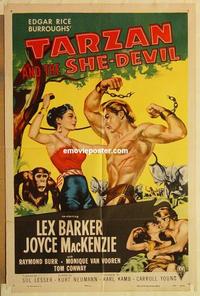 k984 TARZAN & THE SHE-DEVIL one-sheet movie poster '53 Lex Barker