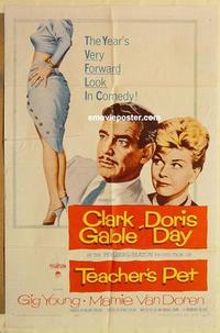k991 TEACHER'S PET one-sheet movie poster '58 Doris Day, Clark Gable
