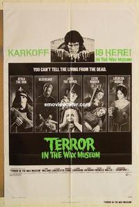 k997 TERROR IN THE WAX MUSEUM one-sheet movie poster '73 Karkoff is here!