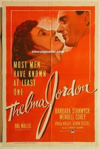 m008 THELMA JORDON one-sheet movie poster '50 Barbara Stanwyck, Corey