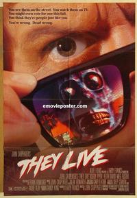 m012 THEY LIVE DS one-sheet movie poster '88 Roddy Piper, John Carpenter