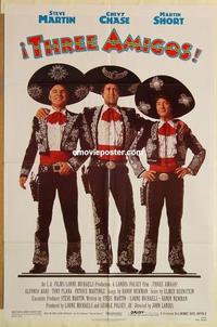 m015 THREE AMIGOS one-sheet movie poster '86 Chevy Chase, Martin, Short