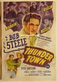 m020 THUNDER TOWN one-sheet movie poster '46 Bob Steele, western!