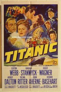 m028 TITANIC one-sheet movie poster '53 Clifton Webb, Stanwyck