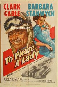 m030 TO PLEASE A LADY one-sheet movie poster '50 Clark Gable, car racing!