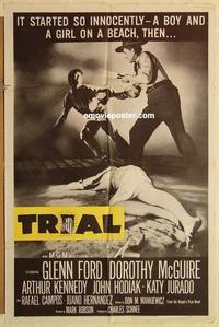 m053 TRIAL one-sheet movie poster '55 Glenn Ford, inter-racial!
